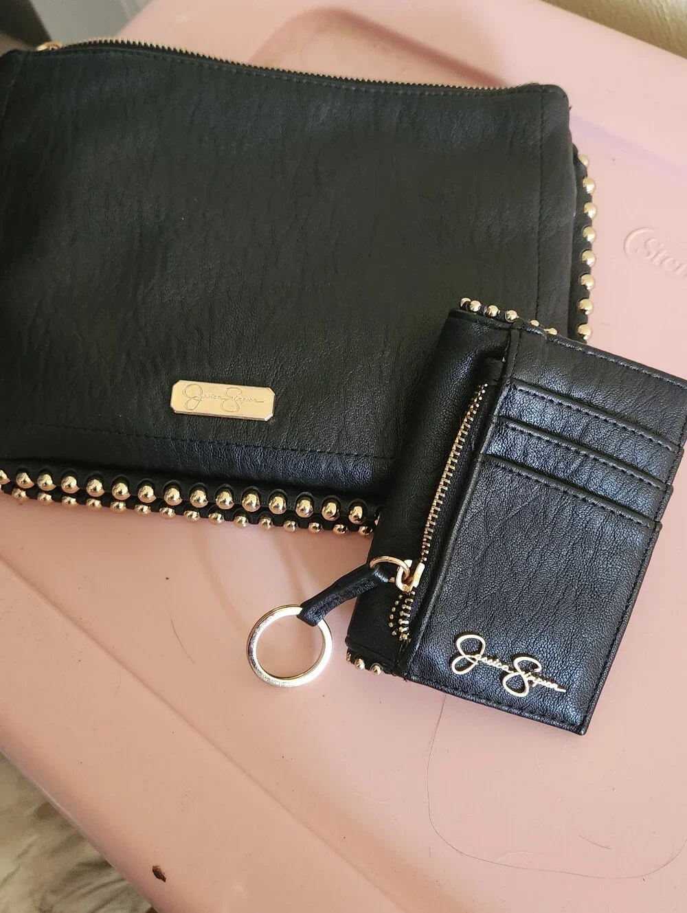 Black Stud-Trim Women's Clutch and Card Case - Designer Style